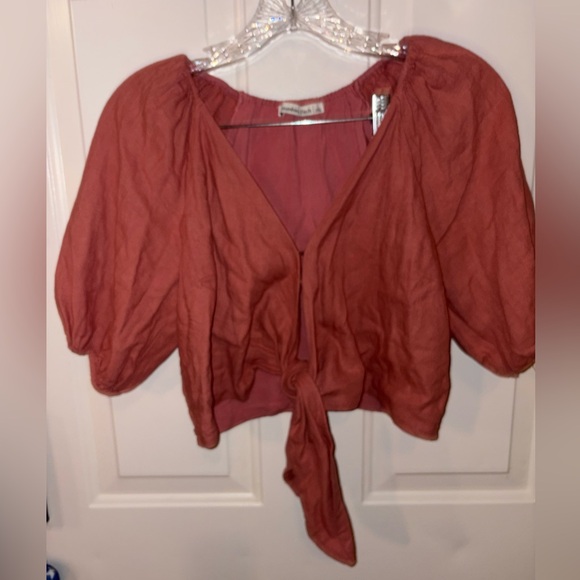 Abercrombie & Fitch Tops - Abercrombie & Fitch Terracotta Tie-Front Blouse